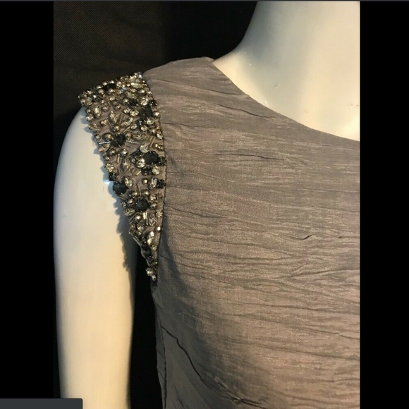 NEW $168 Eliza J Embellished Taffeta Sheath‎ Dress in Silver/Grey [SZ 12 ] - Picture 8 of 8